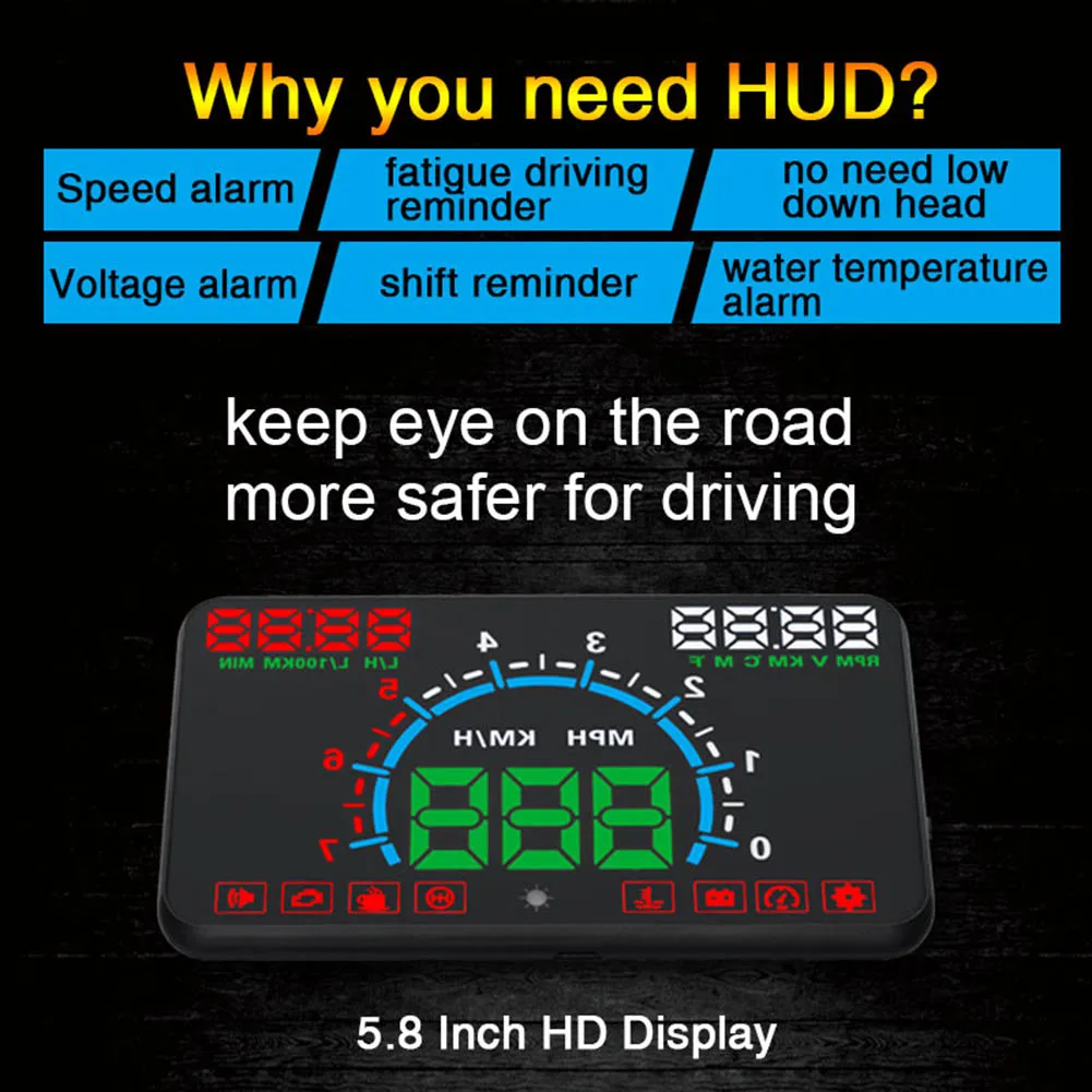5 8 &quotE350 автомобиля GPS OBD2 головой вверх Дисплей HUD Скорость ometer Предупреждение