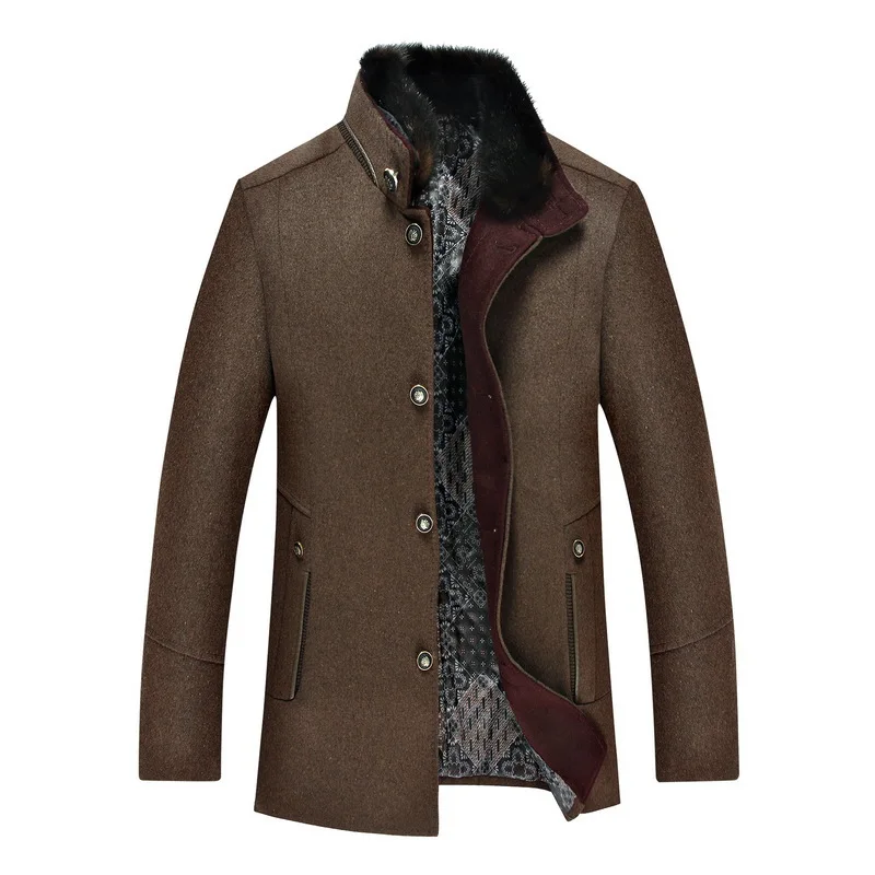 Новинка шерстяное пальто с воротником Мужская ветровка парки Тренч зимняя