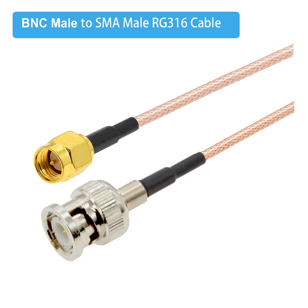 Кабель-удлинитель BNC-SMA RG316 50 ом отрезок с штекером SMA папа на штекер BNC