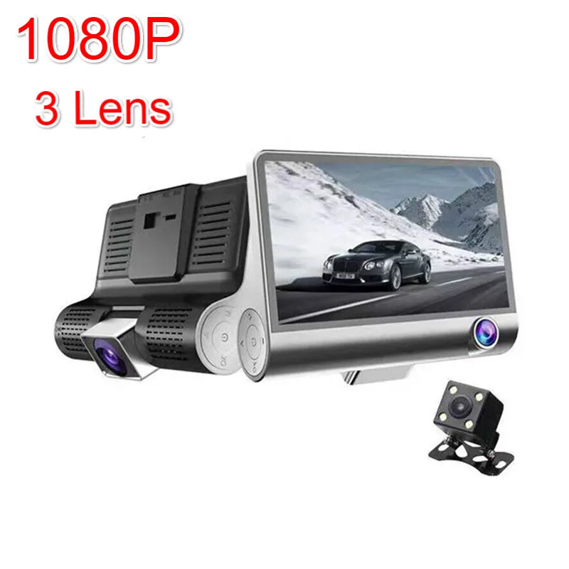 Автомобильный видеорегистратор с 3 камерами s 4 дюйма объектива 1080P автомобильная