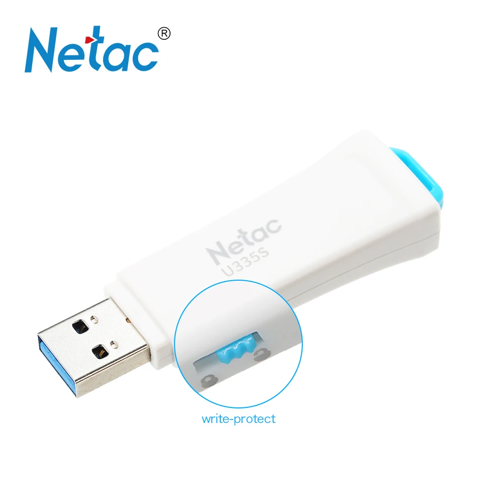 

Netac U335S записи защиты безопасности USB флэш-накопитель USB 3,0 белый флэш-накопитель Пластик запоминающее устройство защиты от Pendrive, 16-128 г