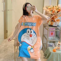 summer night dress women anime nightgowns japanese cartoon nightwear short sleeve thin sleepwear milk silk kawaii mujer girls