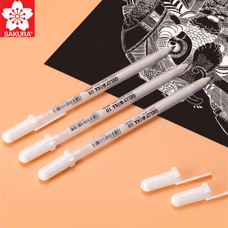 1pc Japan Sakura Gelly Roll White Gel Ink Pen 05/08/10 Sketch Highlight Marker Pens Drawing Art Supplies