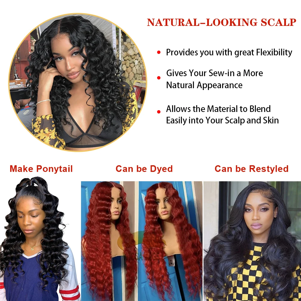 Loose Deep Wave Lace Front Human Hair Wigs 4x4 Closure Wig Peruvian Uneed | Шиньоны и парики