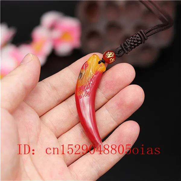 Натуральный Цвет Китайский нефритовый кулон волчий зуб модное ожерелье