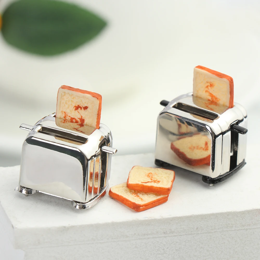 Милая миниатюрная тостер машина с 2 шт. украшений для хлеба кукольного домика