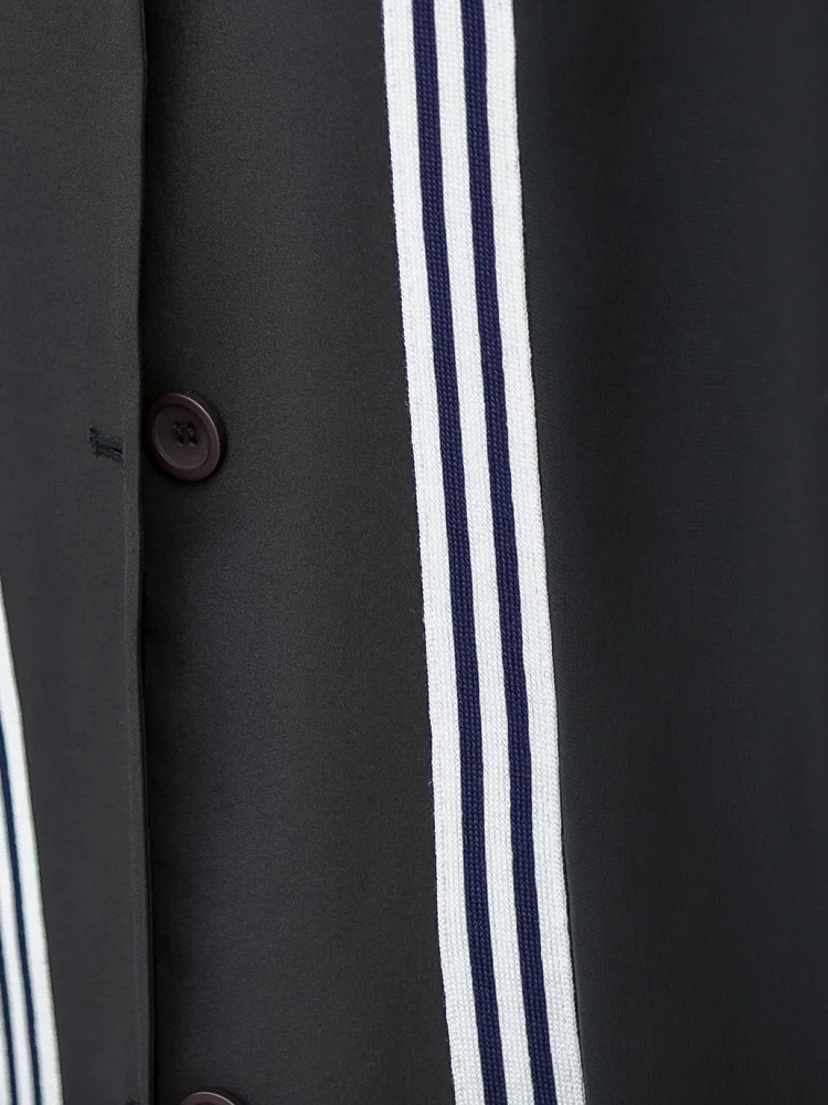 

QING MO Black Women Chiffon Sun Protection Coat 2021 Women Summer Perspective Coat Feamle Striped Coat ZQY7432