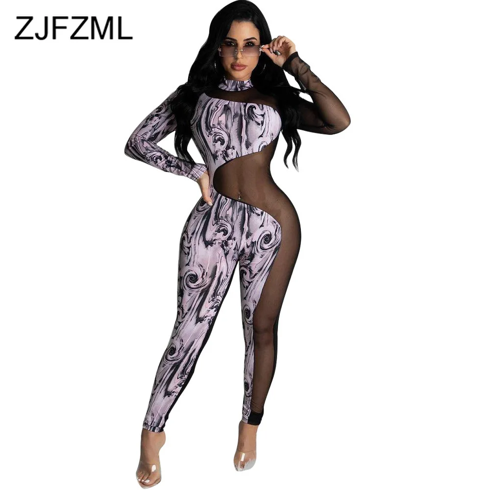 Сетчатая ткань с леопардовыми вставками прозрачная комбинезон Для женщин