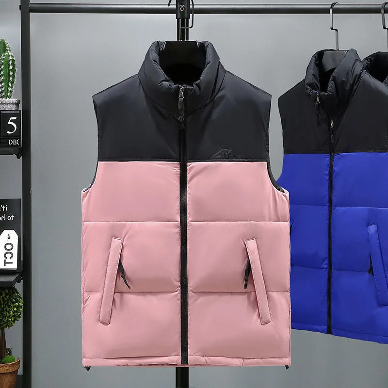 

Women Fashion Jacket Vest 2021 Stand Collar Waistcoat Casual Warm Vest Winter Thick Men Coat Female Sleeveles Cotton Jacket Coat