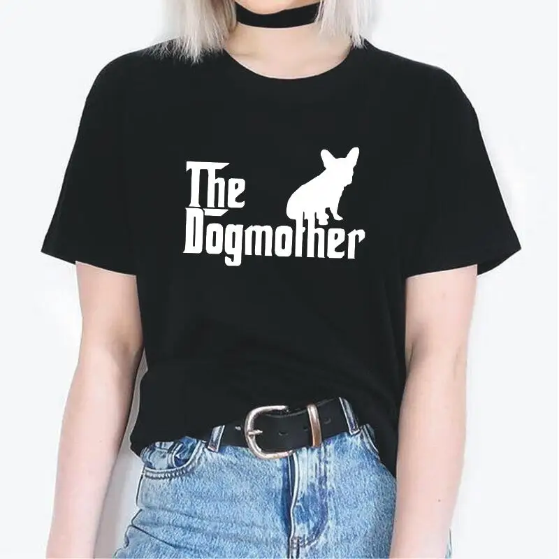 

Футболка женская повседневная с коротким рукавом, с принтом французского бульдога и мамы Харадзюку