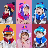 childrens hat winter plush warm boys and girls scarf cute cartoon baby bonnet 1 6y toddler caps 2pcs winter hat for kids