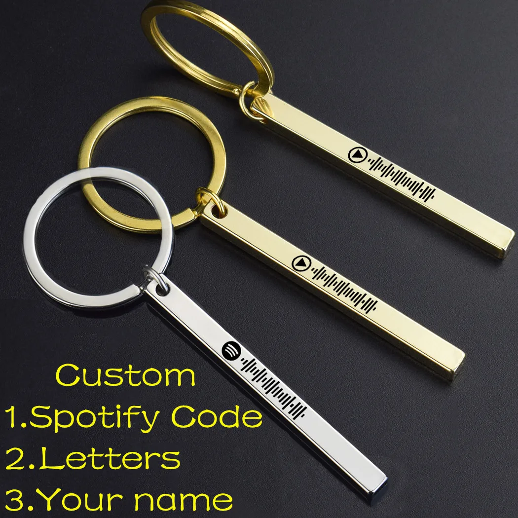 

Engraved Letters Text Keyring Personalized Music Album Song Custom Scannable Spotify Code Keychain Anniversary Gift