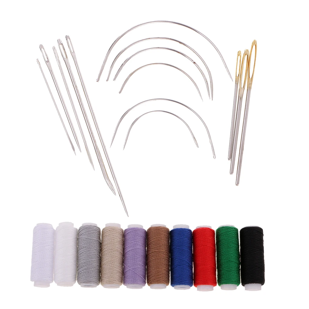 Strong 10 Colors Sewing Thread Set for Hand Quilting Embroidery Leather Crafts Repair kit with Curved Upholstery Needles | Дом и сад