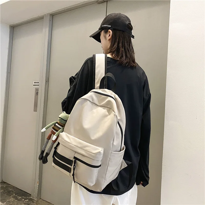 

Women Trendy Nylon Backpack Casual Large Capacity School Bags For Students Pure Color Women's Travel Bag Lady Laptop Backpack
