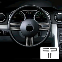 carbon fiber interior trim car steering wheel cover sticker fit for ford mustang gt 2005 2006 2007 2008 2009