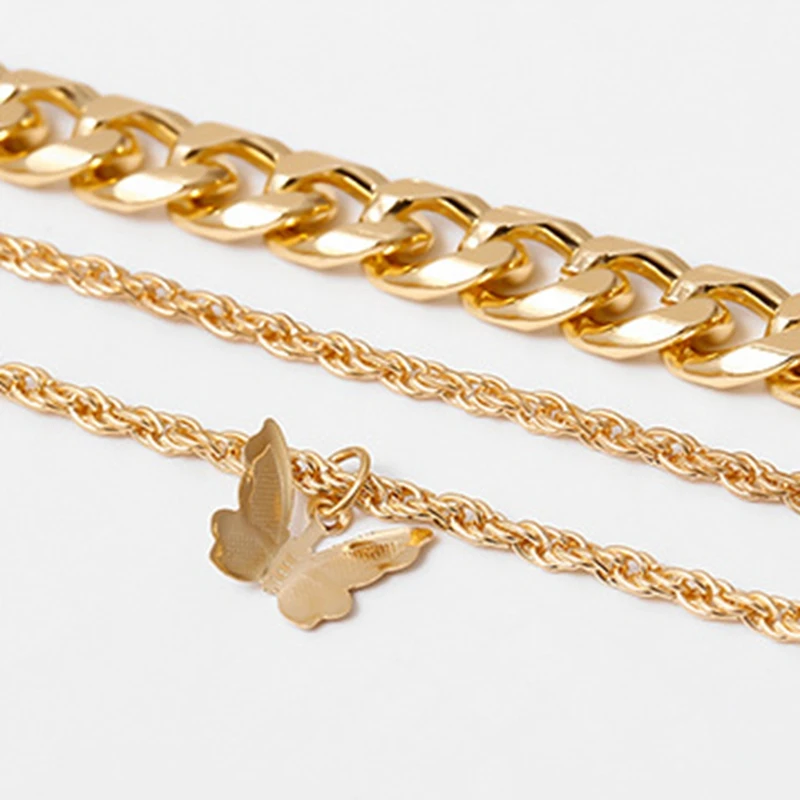 

Summer Butterfly Pendant Anklet Women Golden Multilayer Crystal Ankle Bracelet Foot Chain Leg Bracelet Beach Accessories Jewelry