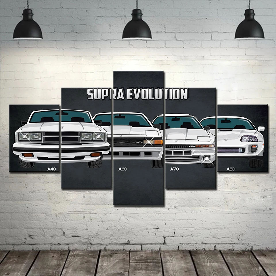 

5 piece wall art frame Supra A40 A80 vehicle modern 5 panel canvas painting HD print for living room home decor poster Artwork