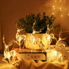 СВЕТОДИОДНАЯ Гирлянда в виде оленя, 10 светодиодов, на батарейках, для рождественских Гирлянд в помещениина улице, для праздников, вечеринок, праздников