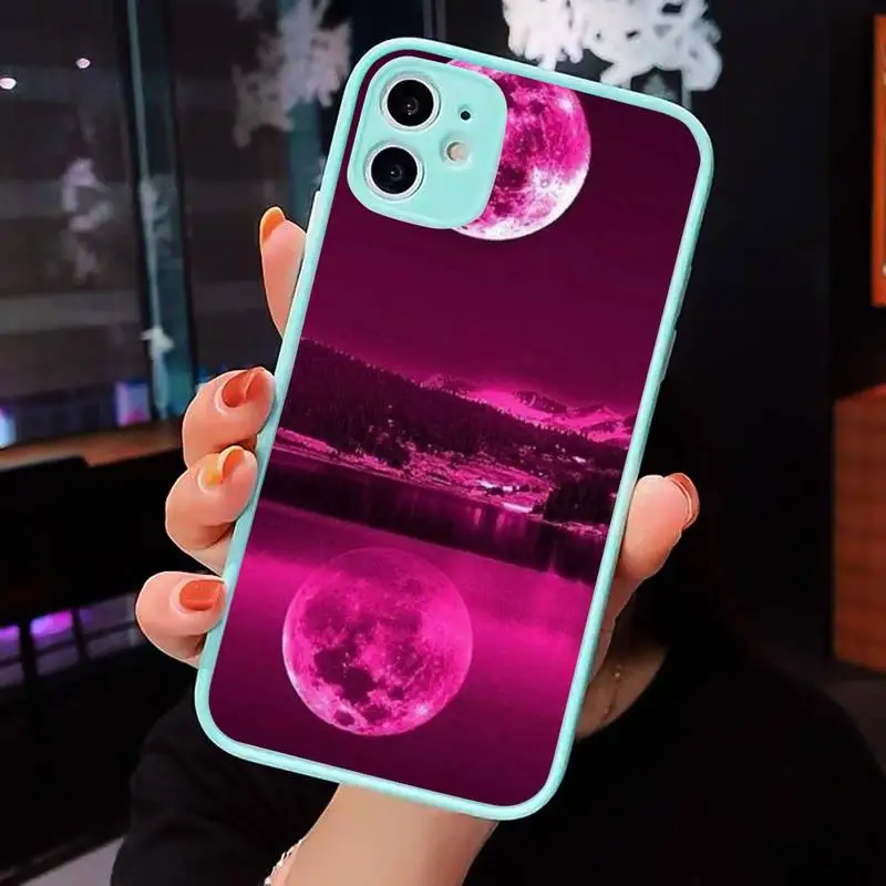 

with white moon stars space Phone Case Matte transparent For blue iPhone 12 Mini 11 Pro XR XS Max 7 8 Plus X Back Cover