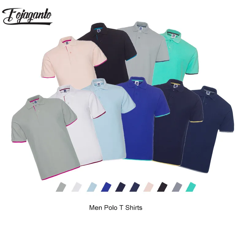 FOJAGANTO летняя новинка Мужская Однотонная рубашка поло Повседневная брендовая