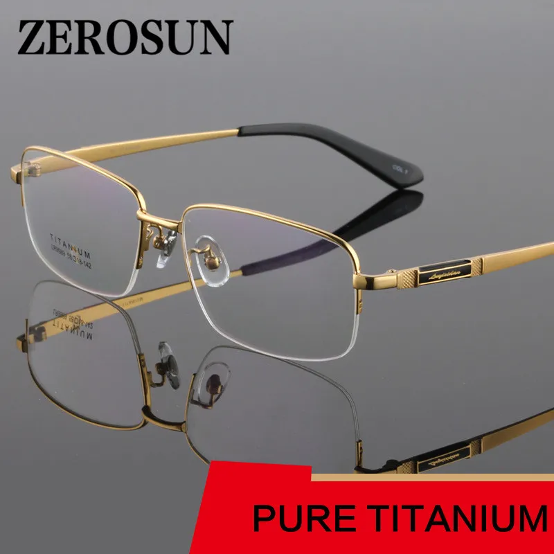 Zerosun 150 мм титановая оправа для очков мужские широкие большие очки полуоправы IP