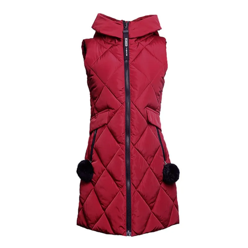 Осенне зимние женские хлопковые парки жилет с капюшоном женский теплый