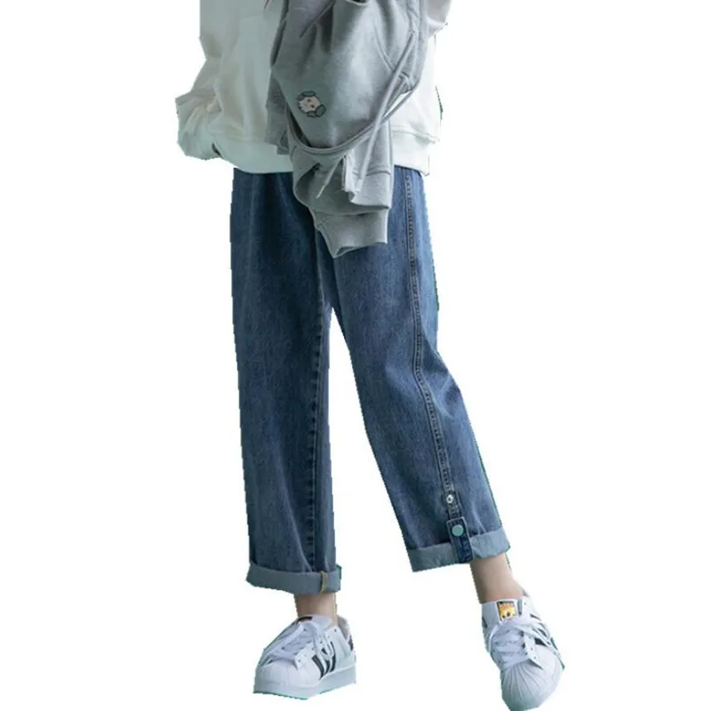 

Woman Jeans High Waist Loose Casual Wide Leg Denim Pants 2021 Spring Autumn Harajuku Female Straight Trousers Plus Size 5XL f28