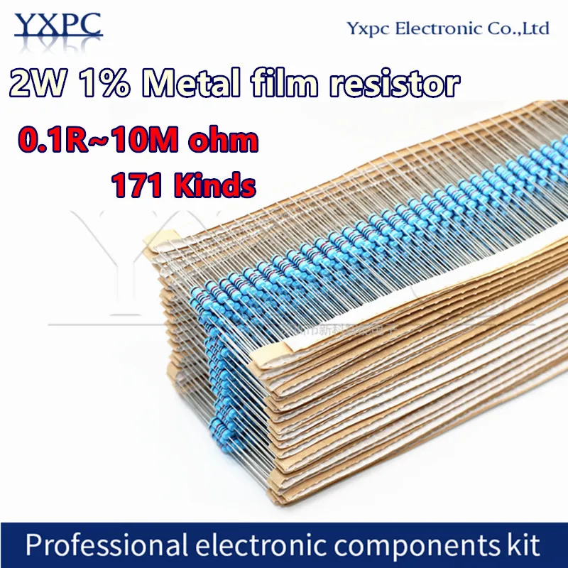 

20pcs 2W Metal film resistor 1% 0.1R~10M 1R 1M 2.2R 4.7R 10R 22R 47R 100R 220R 470R 1K 10K 100K 2.2 4.7 10 22 47 100 220 470 ohm