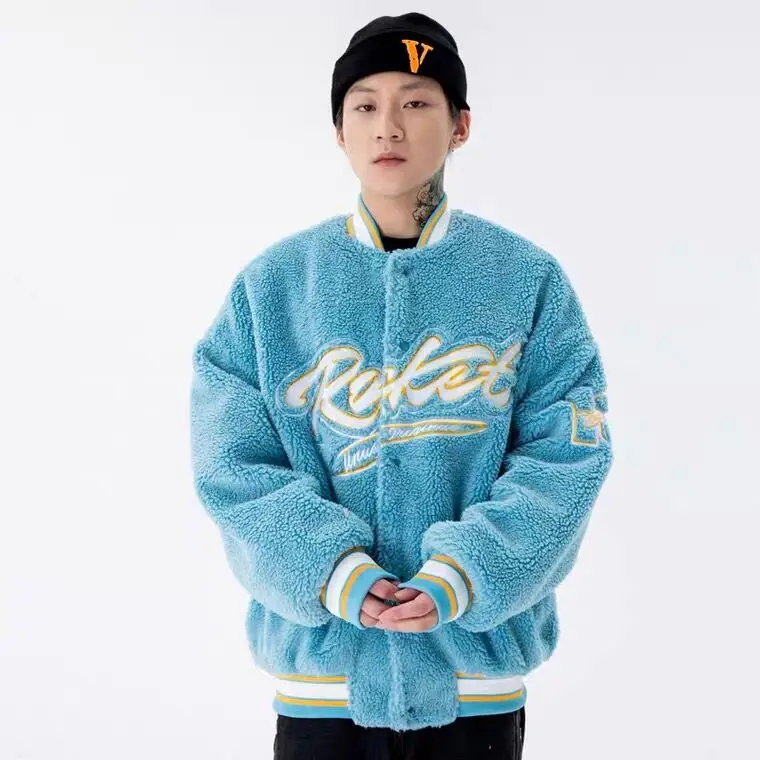 LACIBLE хип-хоп куртки из овечьей шерсти для мужчин Уличная Лоскутная Печать Толстая