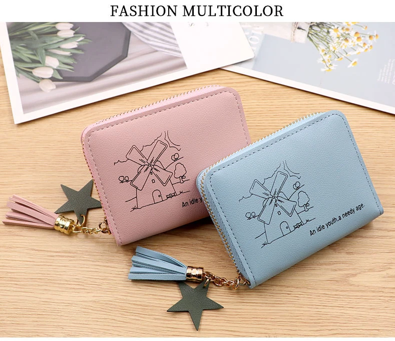 

2021 New Small Wallet Ladies Short Zipper Coin Purse Japan And South Korea Small Fresh Tassel Mini Wallet