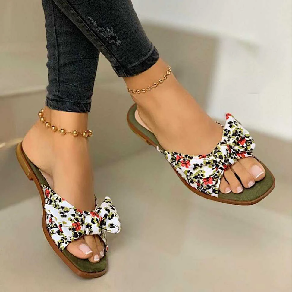 

Hot Women Summer Bow slippers Flats Shoes Woman Bohemia Beads Flowers Cross Lace Sandalias Mujer Sapato Feminino