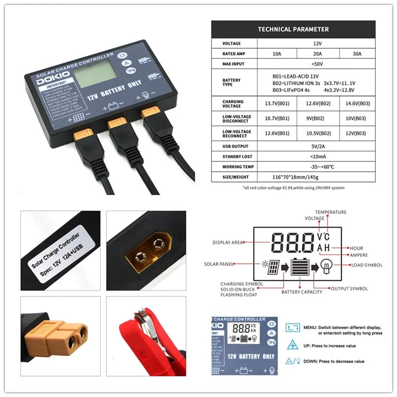Солнечная панель Dokio складная 18 в 100 Вт usb зарядка|Солнечные элементы| |