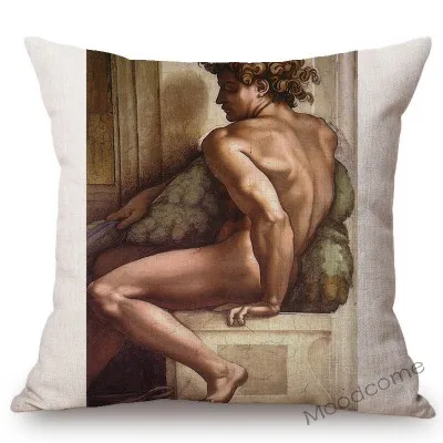 T337-14 Michelangelo итальянский Ренессанс генезис последнее решение Давид знаменитая картина маслом Художественная диванная Подушка Чехол для подушки - Цвет: T337-14