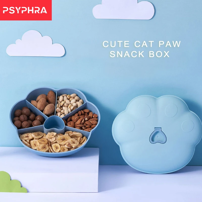 

2021 Creative Cat Paw Shape Candy Snacks Nuts Dry Fruits Plastic Plate Snack Dishes Bowl Breakfast Tray Wedding Party Dessert