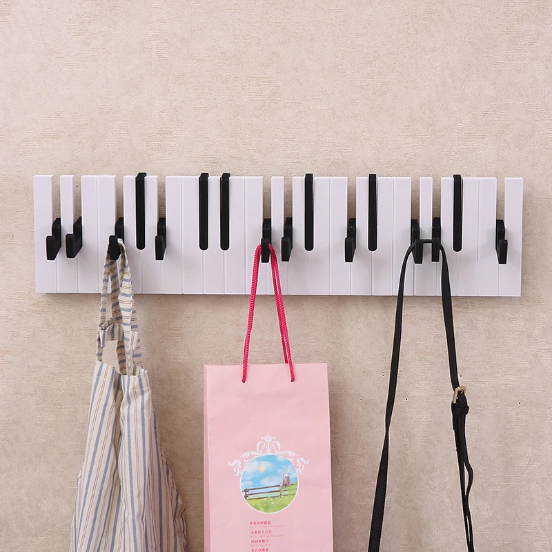 

Piano Wooden Coat Racks Piano Keys Wall Mounted Coat Hook Hanger Wall Decoration Hat Storage Rack Wood Shelf AA