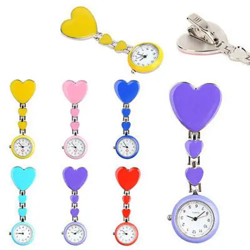 

Waterproof Love Heart Decor Nurse Watch Cute Heart Love Quartz Watches for Women Brooch With Clip Nurse Pocket Watch