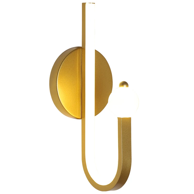 

Nordic Style Golden Copper Wall Lamp for Bedside Aisle Study Hotel TV Background commercial lighting 12W Creative LED Dim Light