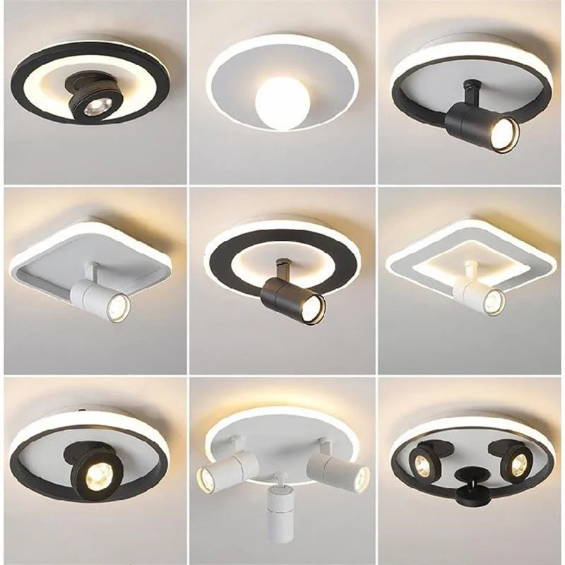 

With Spotlight Round/ Square LED Panel Light Vintage Ceiling Lamp Fixture Living Room Corridor Aisle Entrance led downlight