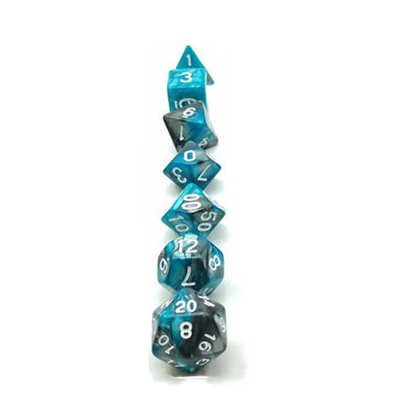 green silvery 7 шт./компл. игральные кости DND смешанные Цвет кости полиэдральный игры в кости для ролевой игры «Подземелья и Драконы» Настольная игра s D& Аксессуары для настольной игры - Цвет: green silvery