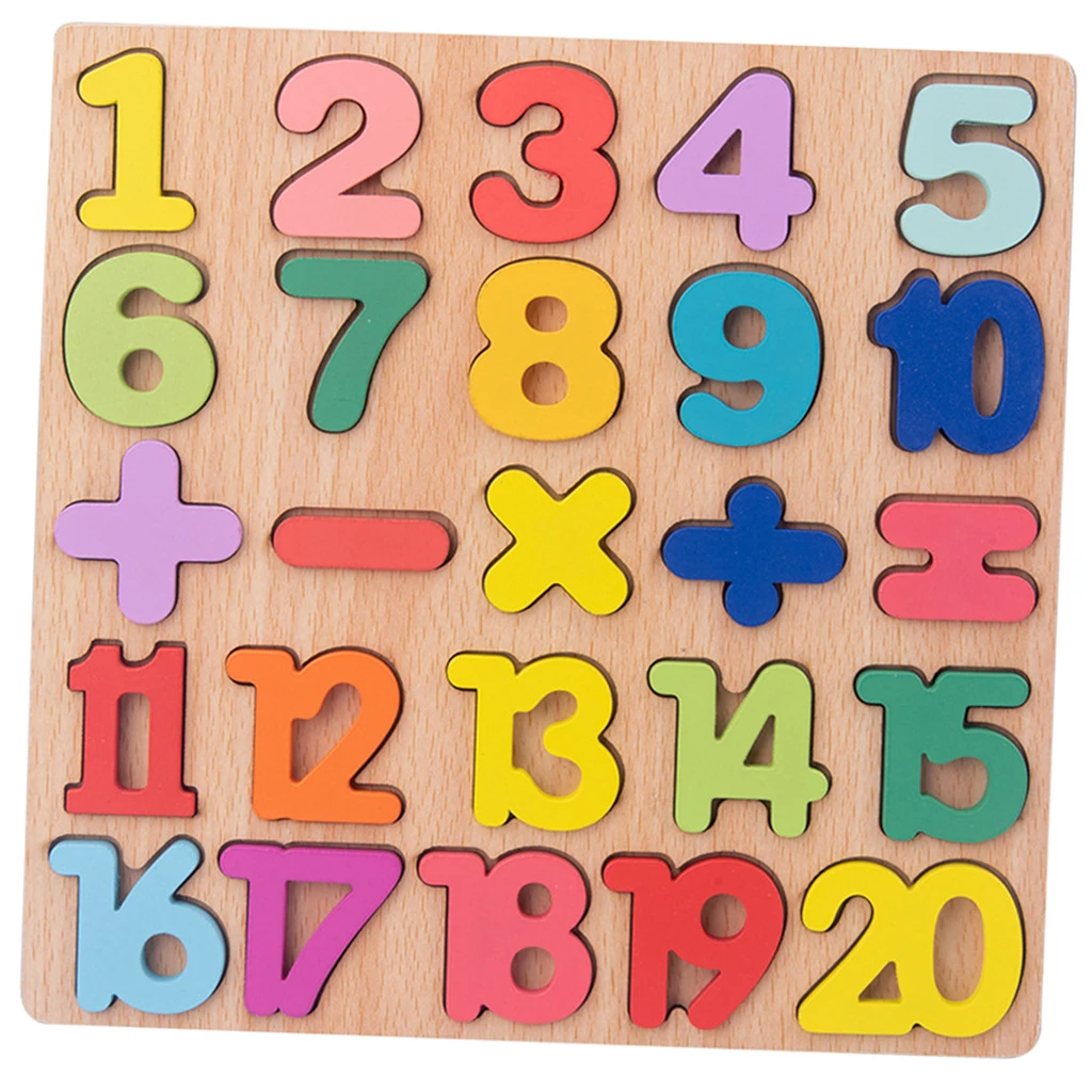 

Wood Number Puzzle Pre-school Counting 1-20 Numbers Learning Board Kids Gift