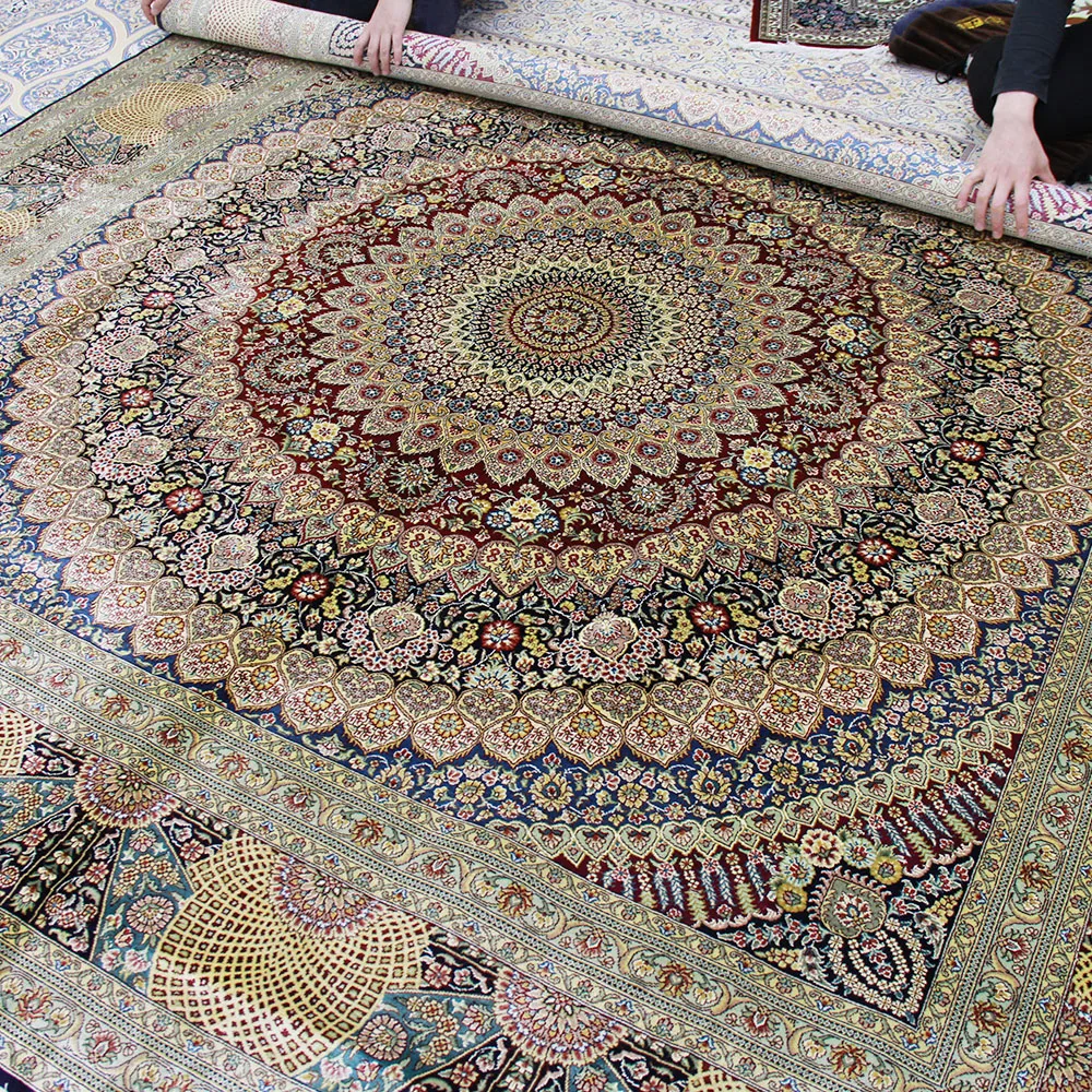 YILONG 8'x8' квадратный ручной работы iran шелковый ковер Восточный уникальный шелковый ковер украшение(TJ051