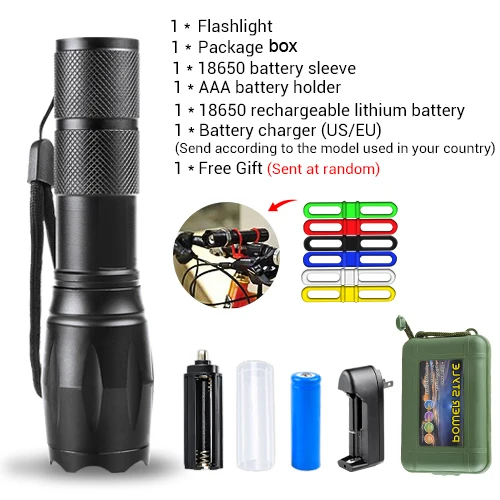 package D Ультра яркий светодиодный светильник T6 L2 V6, 8000 лм, фонарь, походный светильник, 5 режимов, водонепроницаемый, масштабируемый, велосипедный светильник с батареей AAA 18650 - Испускаемый цвет: package D