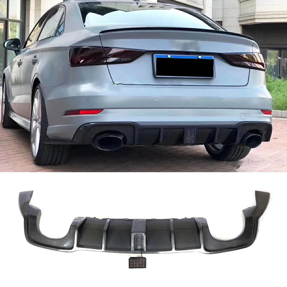 Rear Bumper Lip Spoiler For Audi RS3 Sedan 4-Door 2017 2018 Carbon Fiber Diffuser Guard | Автомобили и мотоциклы