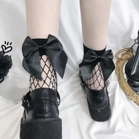 fashion 2022new women sexy black mesh short ankle socks christmas girls fishnet socks with cute bow ladies socks 2 colors