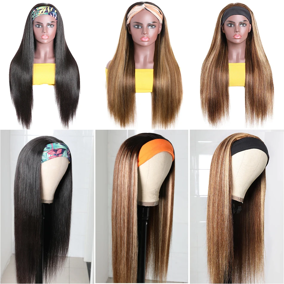 Unice Hair Straight Headband Wig Human Honey Blonde Highlight Wigs for Women Beginner Friendly | Шиньоны и парики