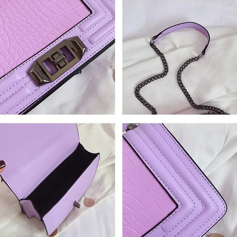 

Shoulder Bag Small Crossbody Bags for Women 2020 Luxury Fashion Alligator High Quality PU Leather Chain Bag Designer New Black