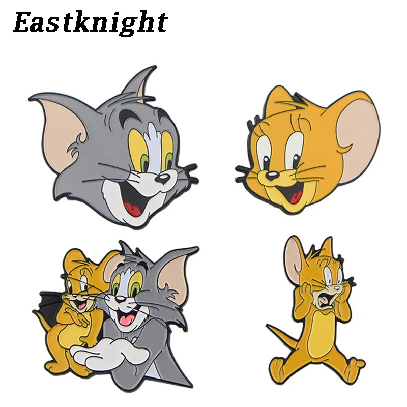 K650 Милая металлическая эмалированная булавка и броши в виде кота мышки из