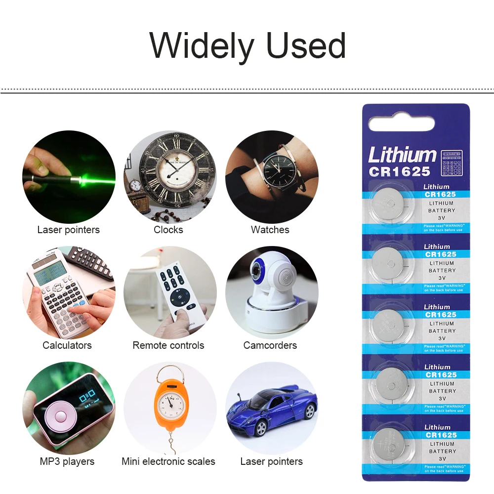 

CR1625 Battery ,5pcs Button Batteries BR1625 LM1625 KCR1625 Cell Coin Lithium Battery 3V CR 1625 For Watch Electronic Toy Remote