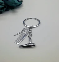 new charm keychain hairdresser gift comb scissors hair dryer car interior jewelry jewelry gift keychain