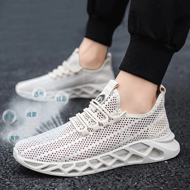 

New men's sports shoes mesh breathable soft sole student running shoes shallow mouth light casual shoes